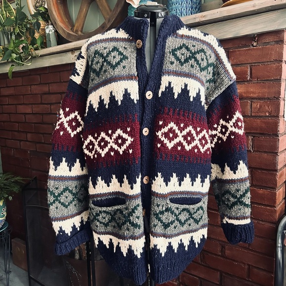 Earth Ragz Other - Vintage Wool Earth Ragz Fair Isle Cardigan Sweater Cabin Core Size L